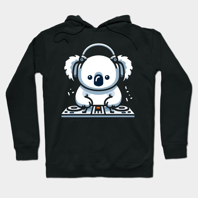 Cute cartoon koala with headphones on a dj station, koala bear lover, dj koala Hoodie by Nora Liak